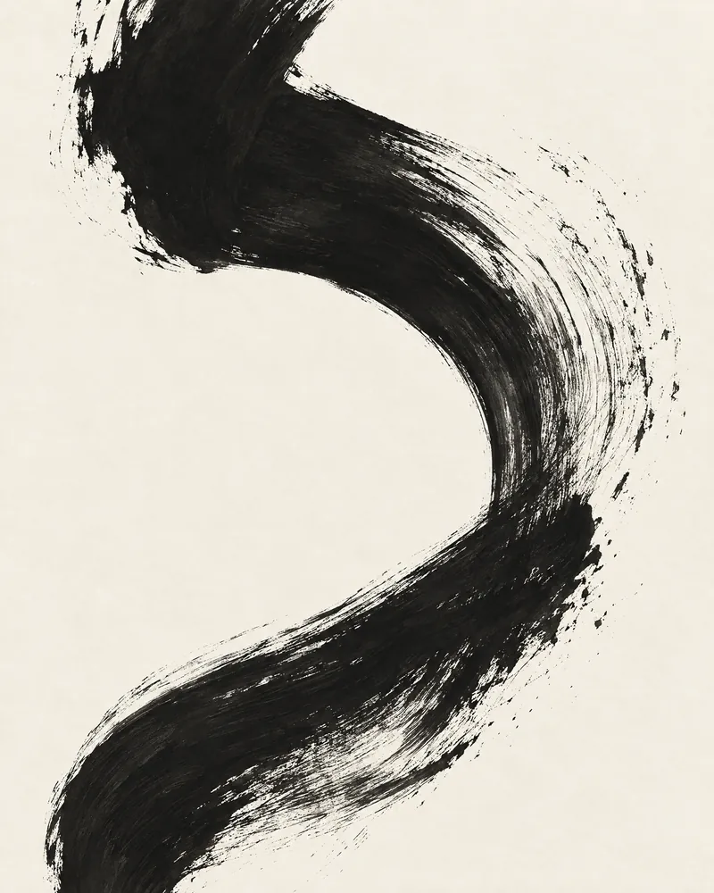 Gestural Line — A single brush in motion — restraint