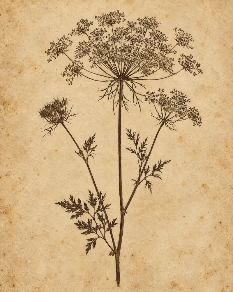 Pressed Flora — Herbarium silhouettes on aged paper
